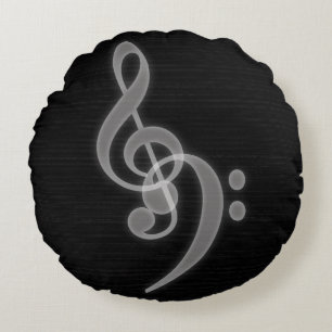 Musique - Treble et Bass Clef Round Coussin