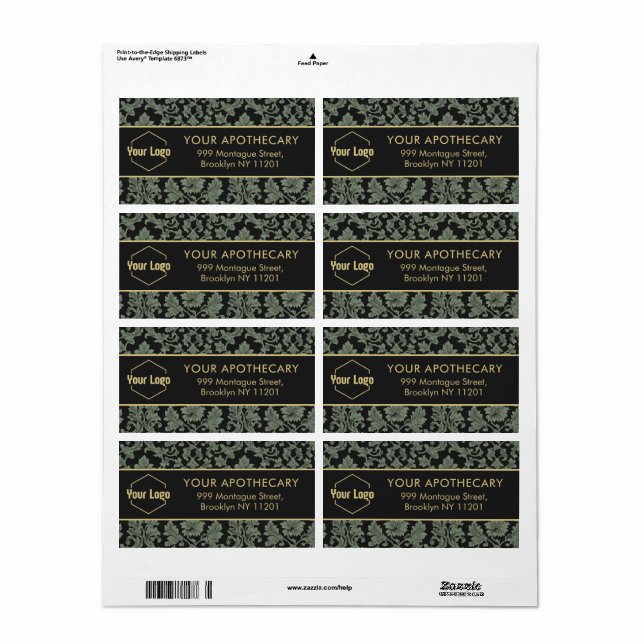 Musique verte Étiquette de adresse (Feuille entière)