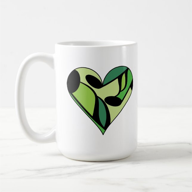 Musique verte Note Coeur Motif Mug (Gauche)