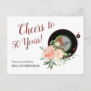 musique vinyle anniversaire Invitation Carte posta