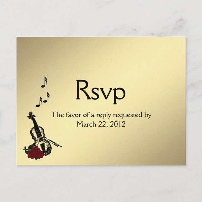 Musique violon d'or RSVP avec carte postale Entree (Devant)