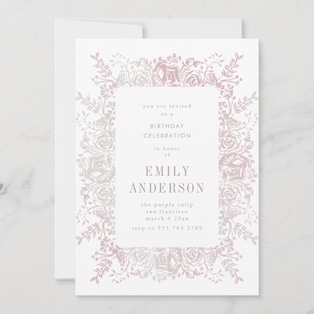 Musk Rose Floral Invitation Anniversaire (Devant)