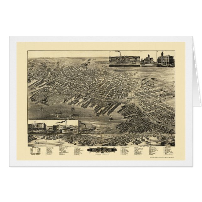 Muskegon, carte panoramique de MI - 1889 (Devant horizontal)