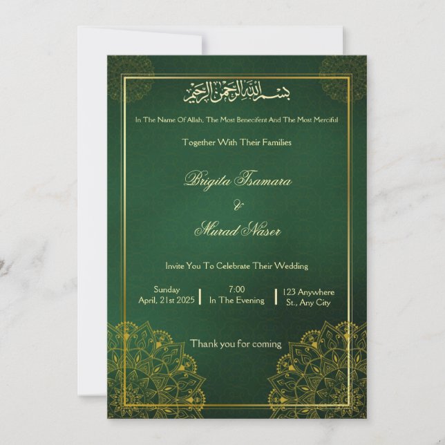 Muslim weeding invitation (Devant)