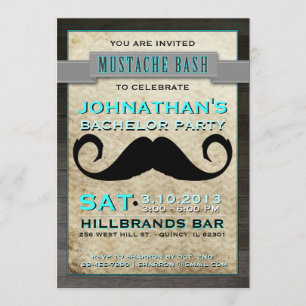 Mustache Bash Hipster Bachelor Party Invitation