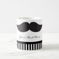Mustache Black & White Stripes Moderne Café Mug