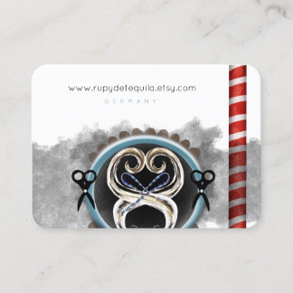 MUSTACHE carte de visite POLE ROUGE ET BLEU