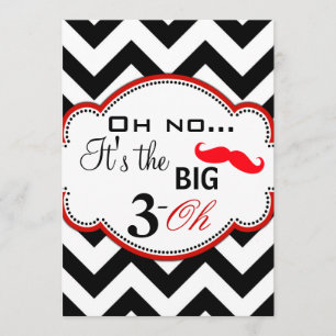 Mustache Chevron Dirty 30 Invitations