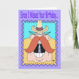 MUSTACHE COWBOY Carte Anniversaire Belge