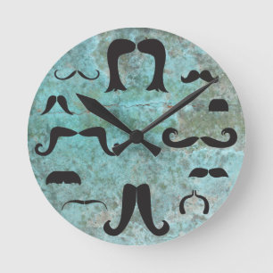 Mustache Mania Turquoise Horloge murale