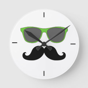 Mustache noire Verte lunettes de soleil Horloge mu