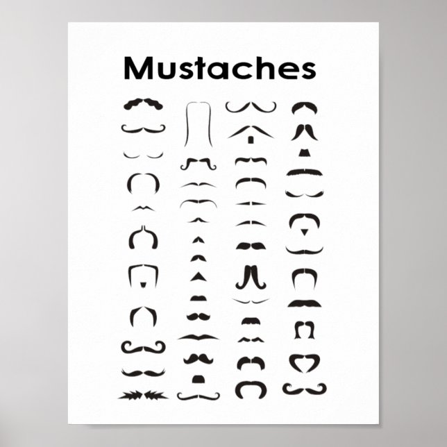 Mustache Styles Graphique Poster Drôle Cadeau (Devant)