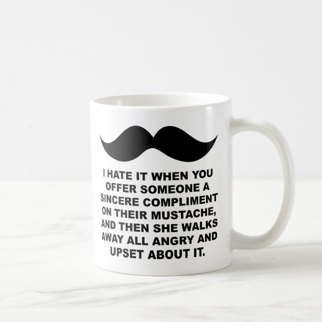 Mustached Femme Drôle Mug (Droite)
