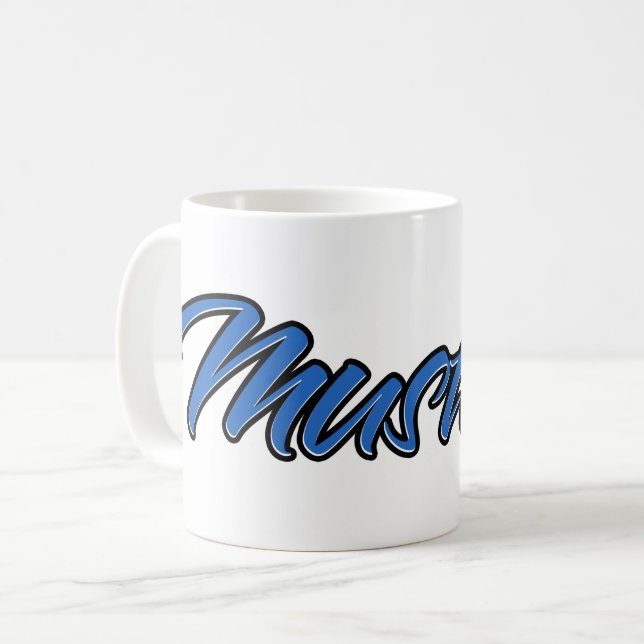 Mustafa Prénom Blue Tasse Tasse Café (Devant gauche)