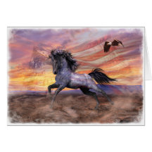 Mustang de liberté 5" x7" carte, enveloppes