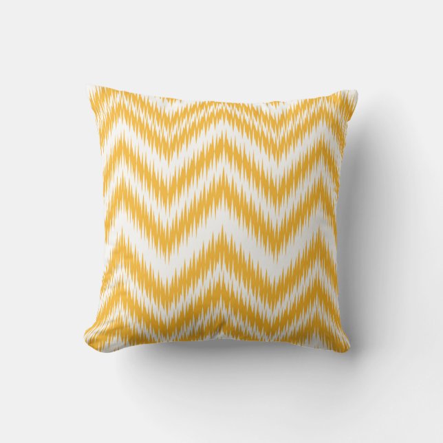 Mustard Chevron Ikat Coussin Motif (Recto)