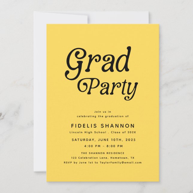 Mustard Grad Party Retro Graduation Invitation (Devant)