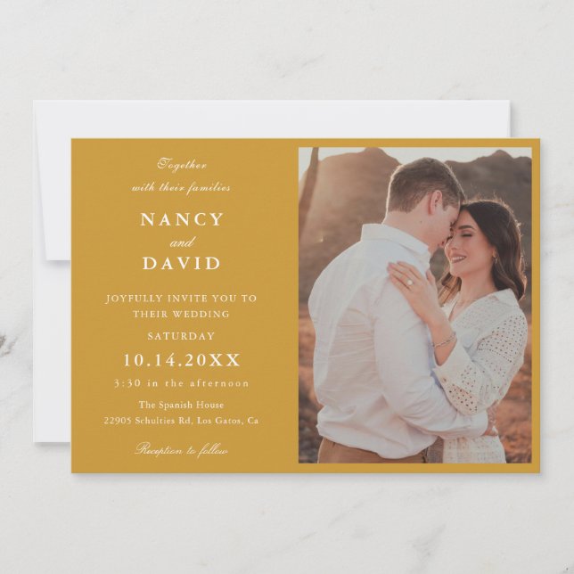 Mustard Photo Wedding  Invitation (Devant)