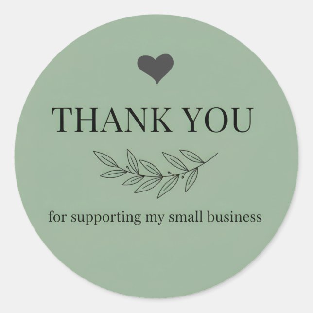 Muted Green Thank You Business Sticker  (Devant)