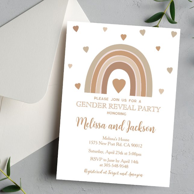 Muted Rainbow Gender Reveal Invitation (Créateur téléchargé)