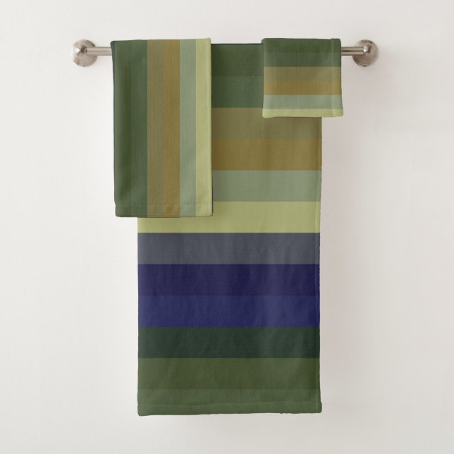 Muted Sage Blues & Olive Green Stripes  (En situation)