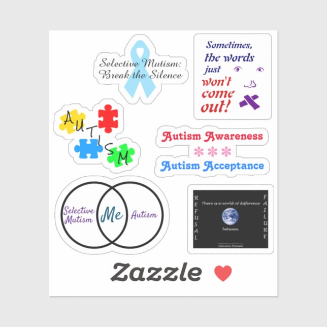 Mutisme Sélectif & Autisme Autocollant Vinyle (Feuille)