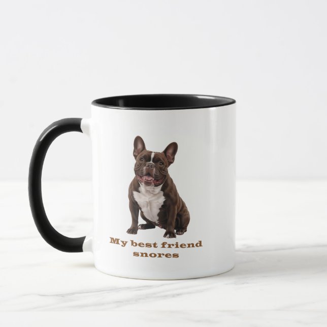 My Best Friend Snores – French Bulldog Brown Mug (Gauche)