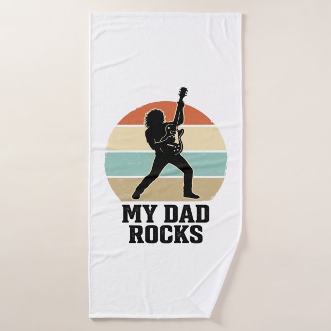 My Dad Rocks Vintage Guitar Sunset Shirt Design_1 (Serviette de bain)