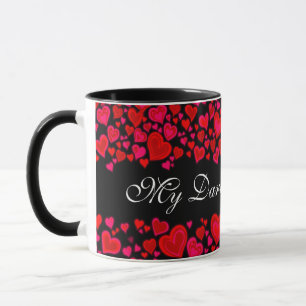 My Darling Valentine coeur rouge rose noir mug
