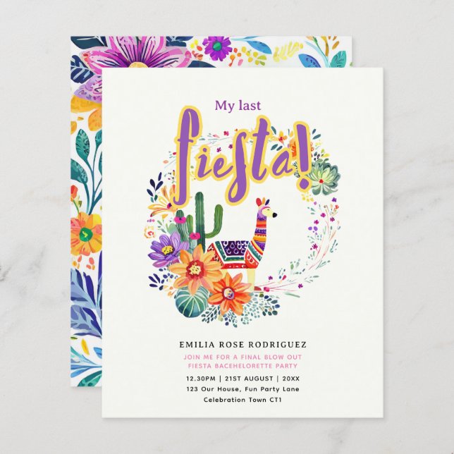 My Dernier Fiesta Bachelorette Party Cactus thème (Devant / Derrière)