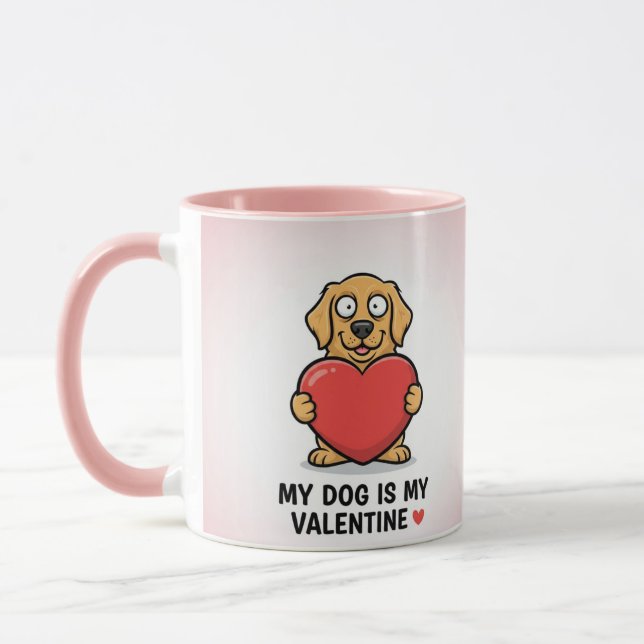 My Dog is My Valentine Funny Pet Lover Combo Mug (Gauche)