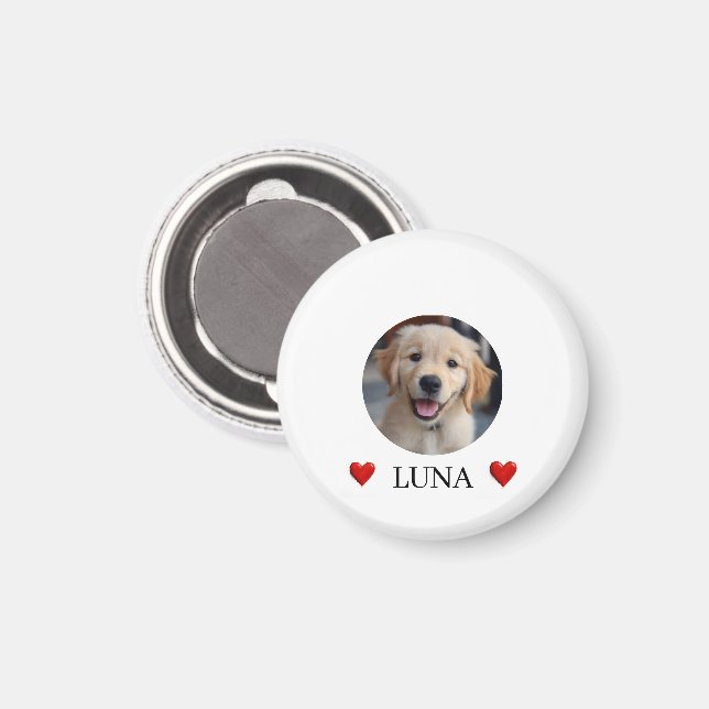 My Dog Personalized Photo & Name & Hearts Magnet (Recto/Verso)