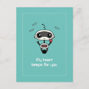 "My Heart Beeps for You" jolie carte postale