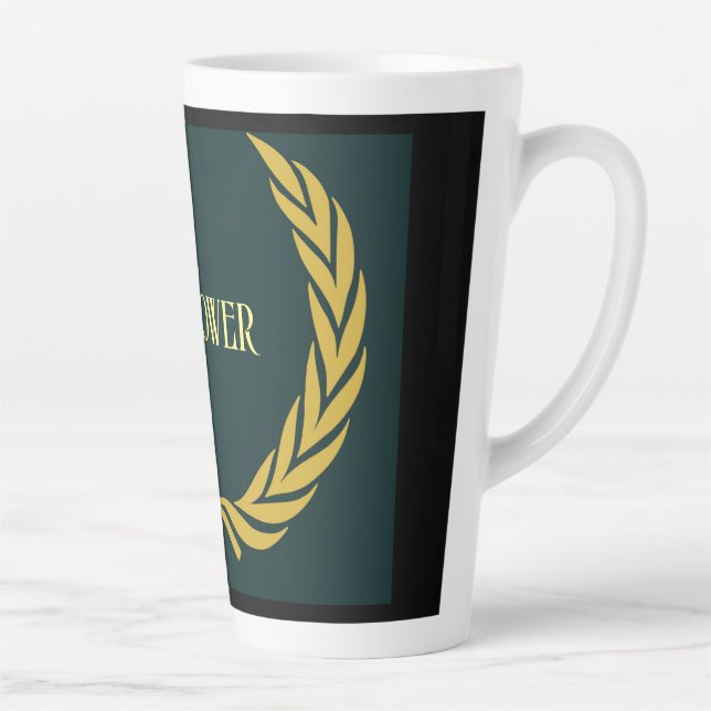 My Power Text Couronne jaune Image Latte Mug (Droite)