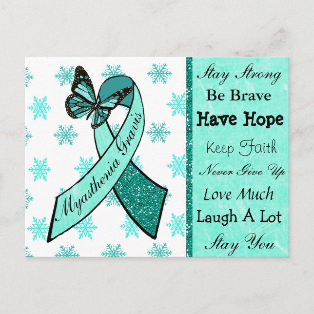 Myasthenia Gravis Hope Butterfly Ribbon Carte Post (Devant)