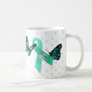 Myasthenia Gravis Hope Turquoise Ribbons Café Mug
