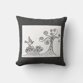 Mycenaean Grec Inspiré Paysage & Coussin d'oiseaux