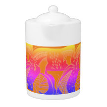 Mycénien grec inspiré Orange Gossips Teapot