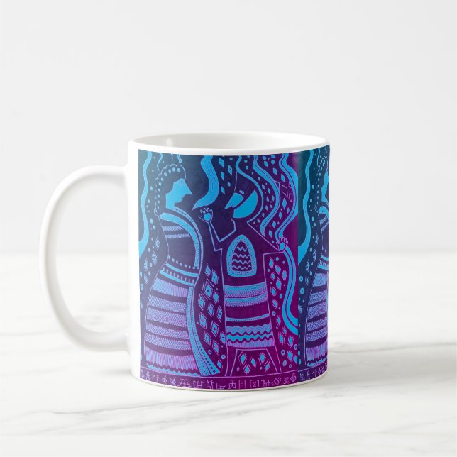 Mycénienne Grecque Inspiré Couple Bleu Mug (Gauche)