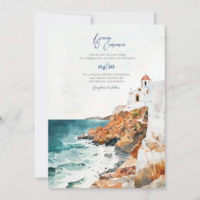 Mykonos Grèce Invitation grec Destination Mariage (Devant)
