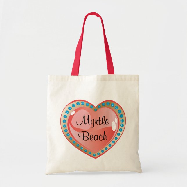 Myrtle Beach Heart Budget Canvas Sac fourre-tout (Devant)