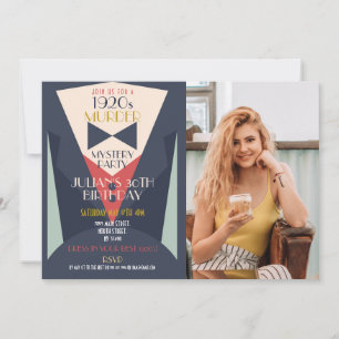 Mystère de l'assassinat Élégante invitation Art Dé