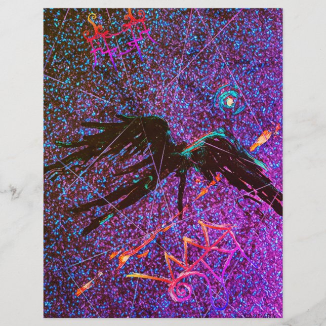 Mystère sombre figure ailée volant à travers l'esp (Devant)