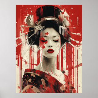 Mystérieuse Geisha Wall Art, Poster en papier