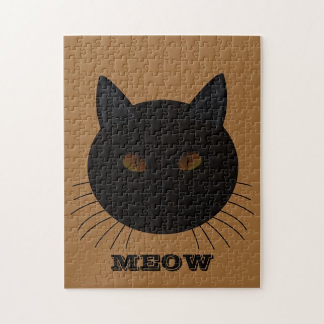 Mystérieux Black Cat Face Brown Jigsaw Puzzle (Vertical)