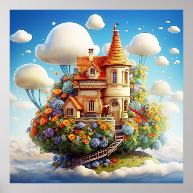 Mystérieux Floral Surreal Nature Poster (Devant)