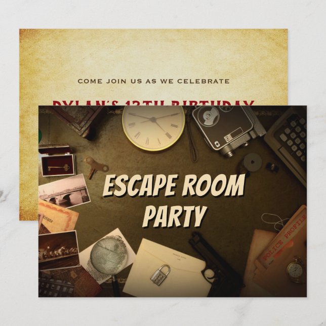 Mystery Game Escape Room Party Birthday Invitation (Devant / Derrière)