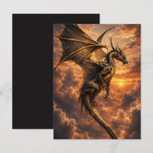 Mystic Dragon Carte postale de lune ancienne Ob