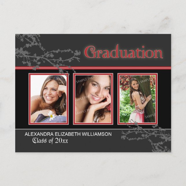 Mystic Goth Red Graduation Faire-part Carte postal (Devant)