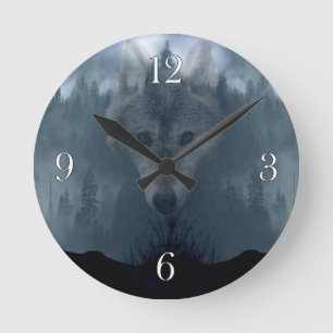 Mystic Grey Wolf Spirit Wildlife Art Horloge
